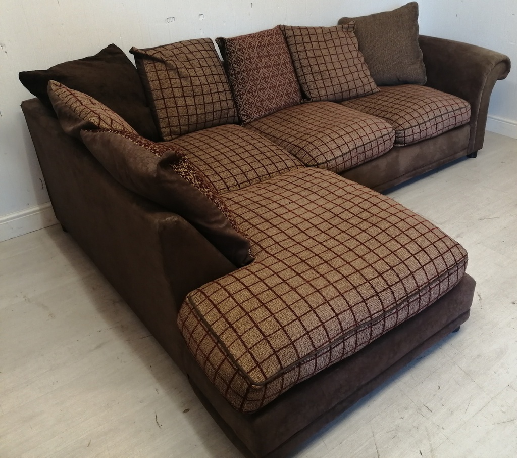 Brown Toned Pillow Back Corner Sofa Home From Home